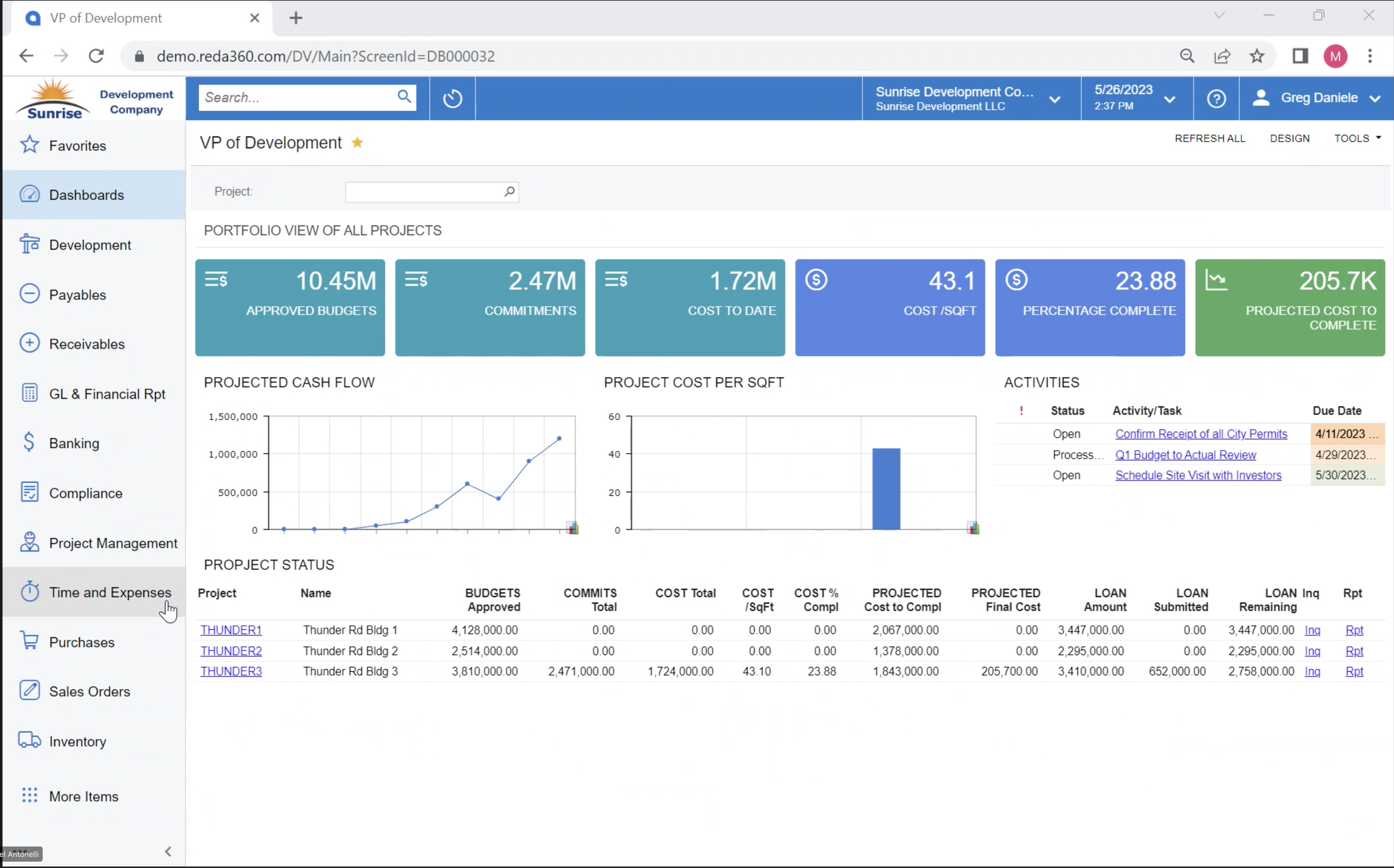 screenshot of Acumatica Real Estate Development Accounting